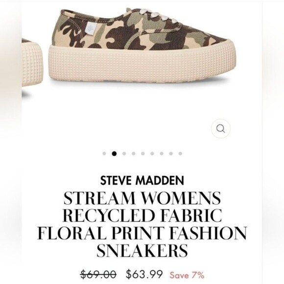 Steve Madden Cool Planet Stream Green Camo Platform Lace-up Sneakers - Picture 8 of 8